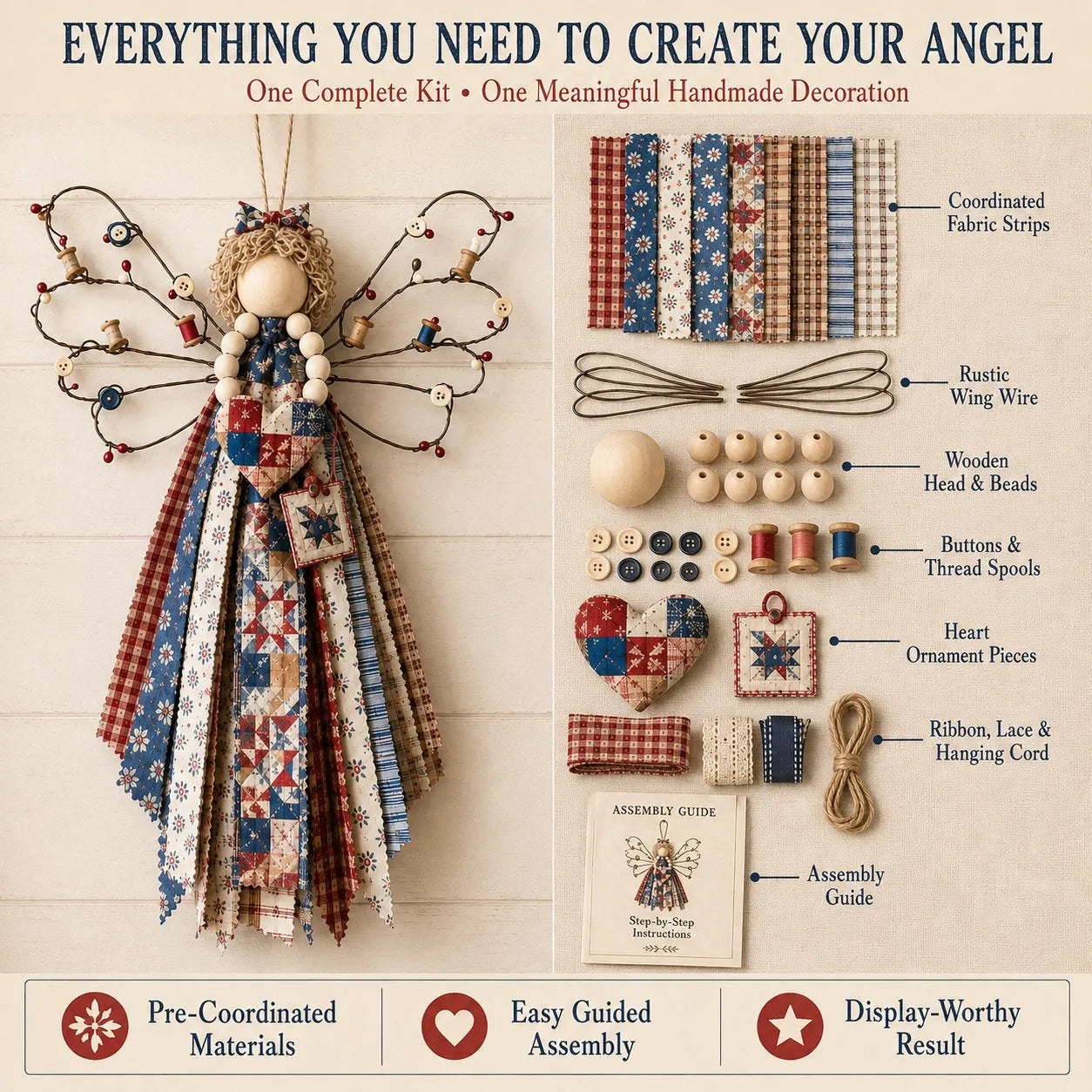 Angel Fabric Hanging DIY Kit - Stitch a Little Blessing That Stays Forever