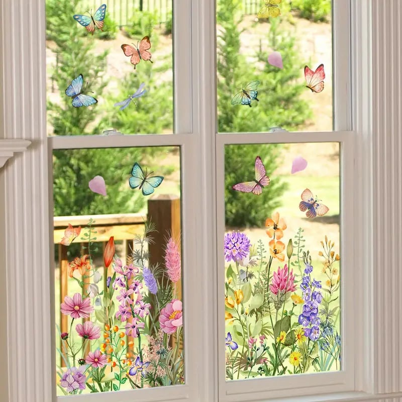 💐💞Colorful Floral Bouquet Window Sticker