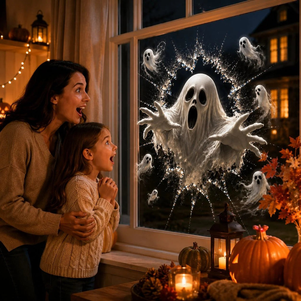 🎉🎃 2026 Halloween Window Decals – 3D Crack Glass Spooky Decorations for a Haunted Halloween Scene