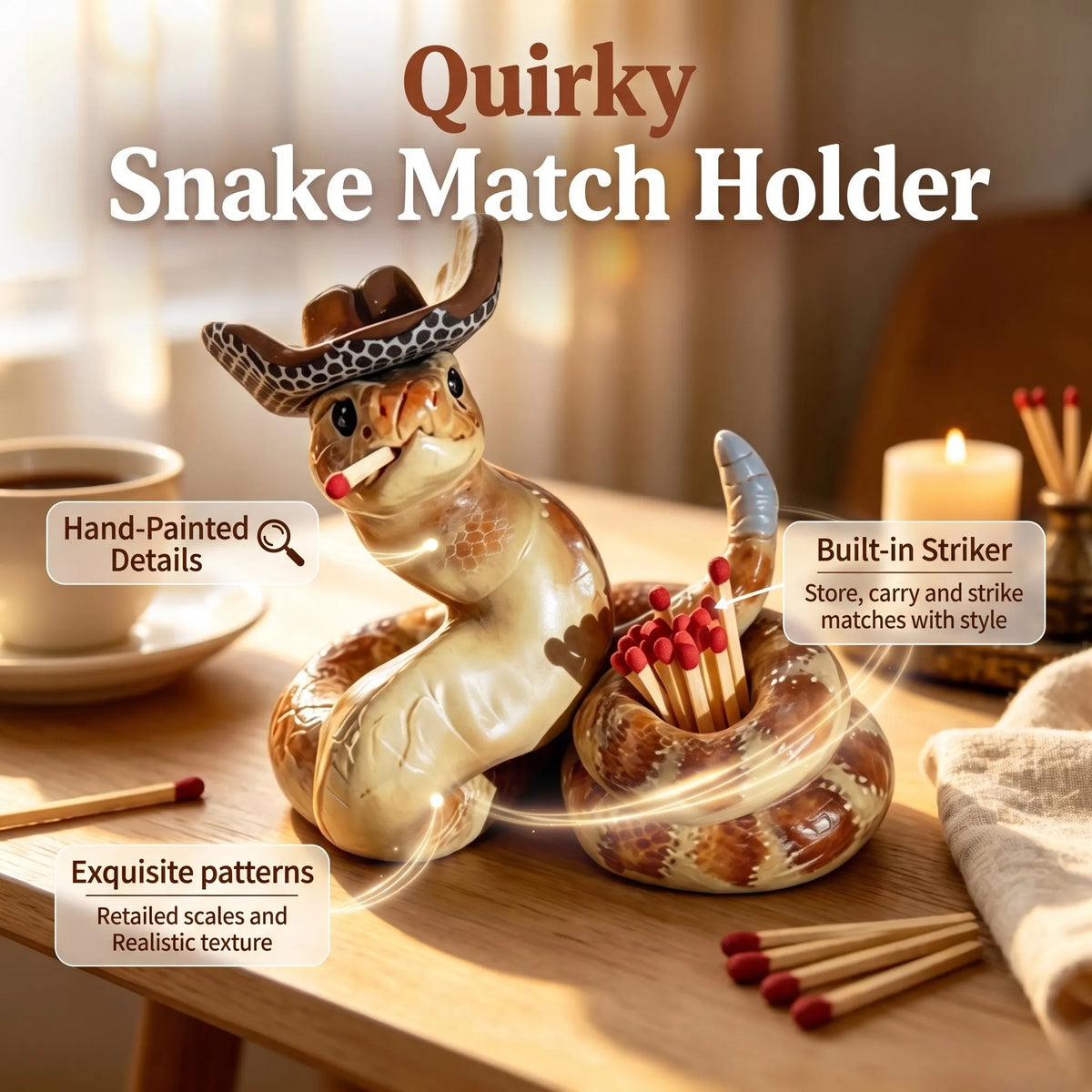 🎉🐍 Snake-Shaped Match Holder – Creative Decorative Match Holder