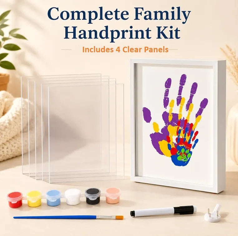Wooden Transparent Handprint Frame Set, DIY Family Memorial Gift Kit