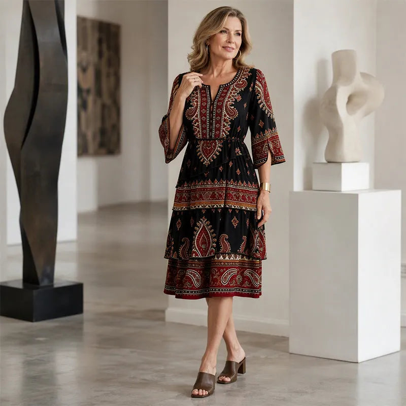 💃Women’s Bohemian V-Neck Tiered Ruffle Dress