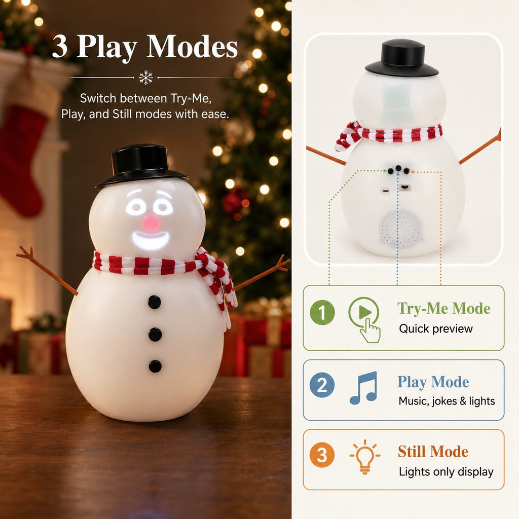 ⛄ 12" Animated Talking Snowman – LED Light Up Singing & Talking Christmas Snowman Decoration