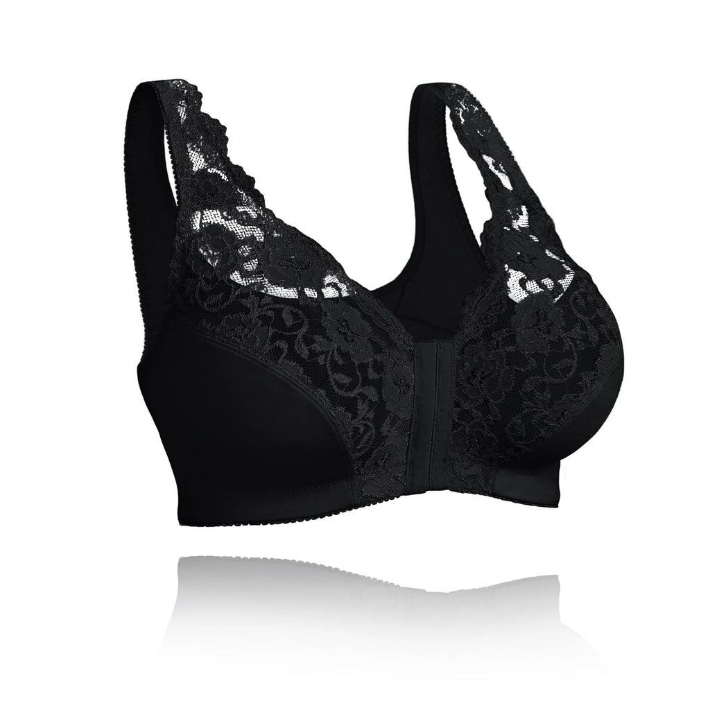 Front hooks, stretch-lace, super-lift, and posture correction