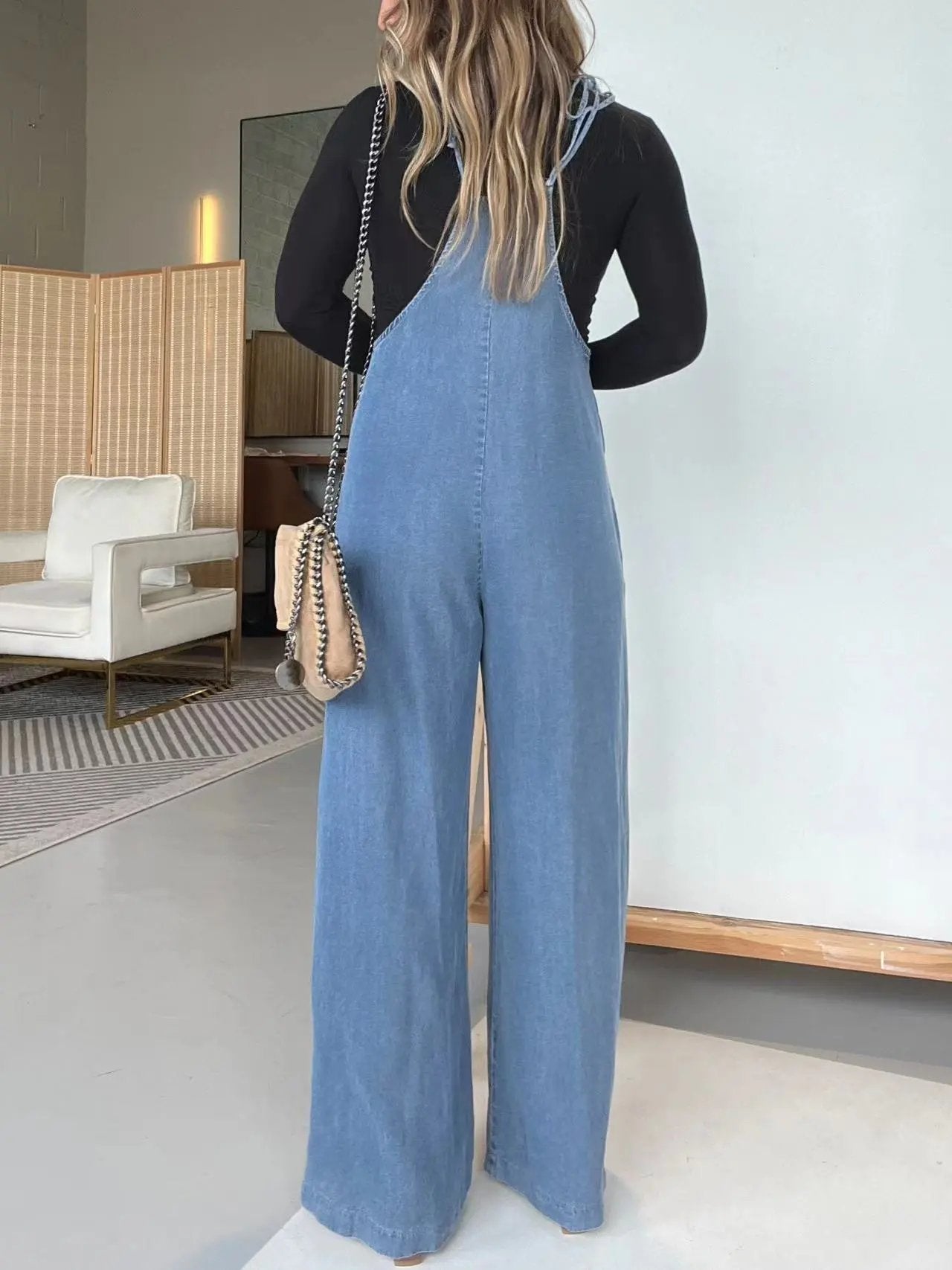 Solid Colour Pocket Bib Pants