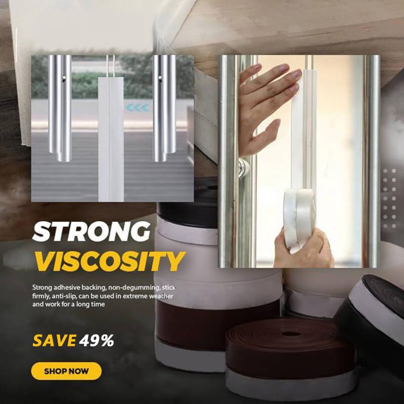 16.4Ft Door Weather Stripping, (1.38in Width) Weather Stripping Door Draft Stopper Adhesive Seal Strip Anti Draft Insulation Tape for Doors Windows and Shower Doors