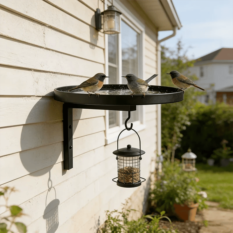 Wall-Mounted Metal Bird Bath – Antique Bronze Finish 🐦