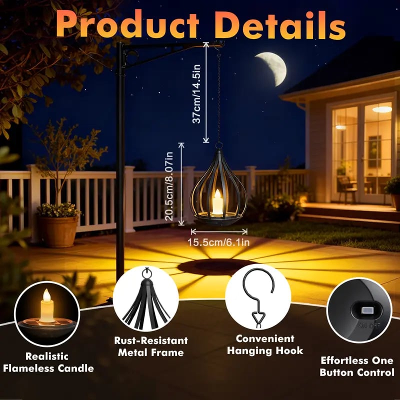 🌟 2026 New Design Solar Water Drop Shape Candle Lantern