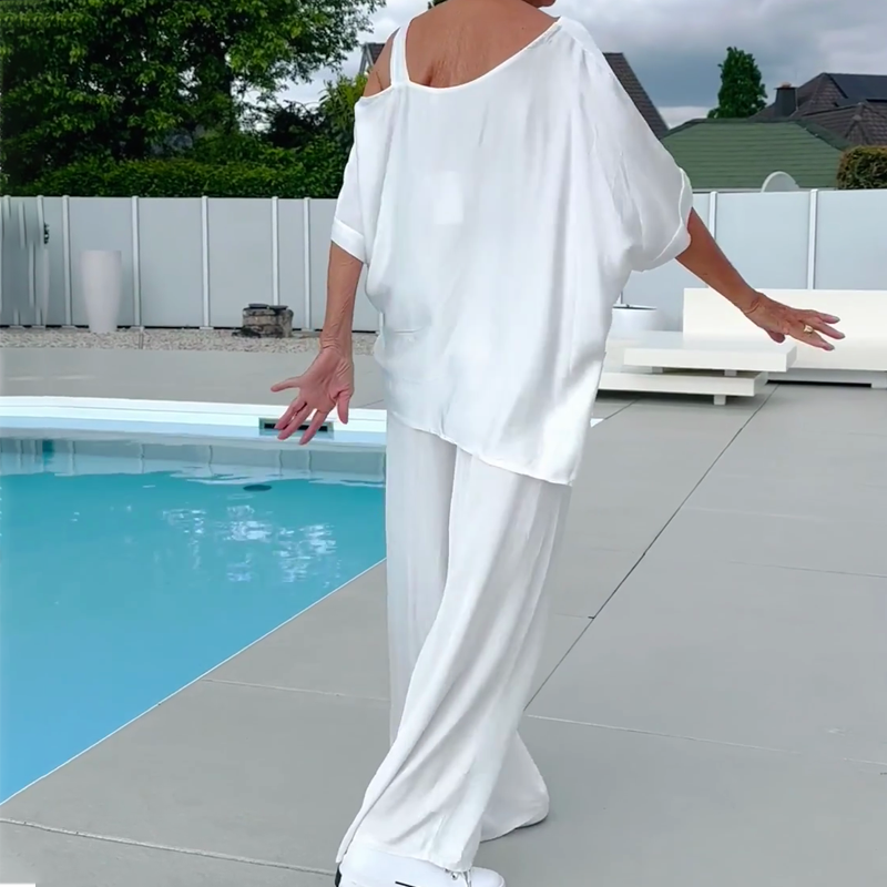 Women's Soft Casual Top and Wide-Leg Set