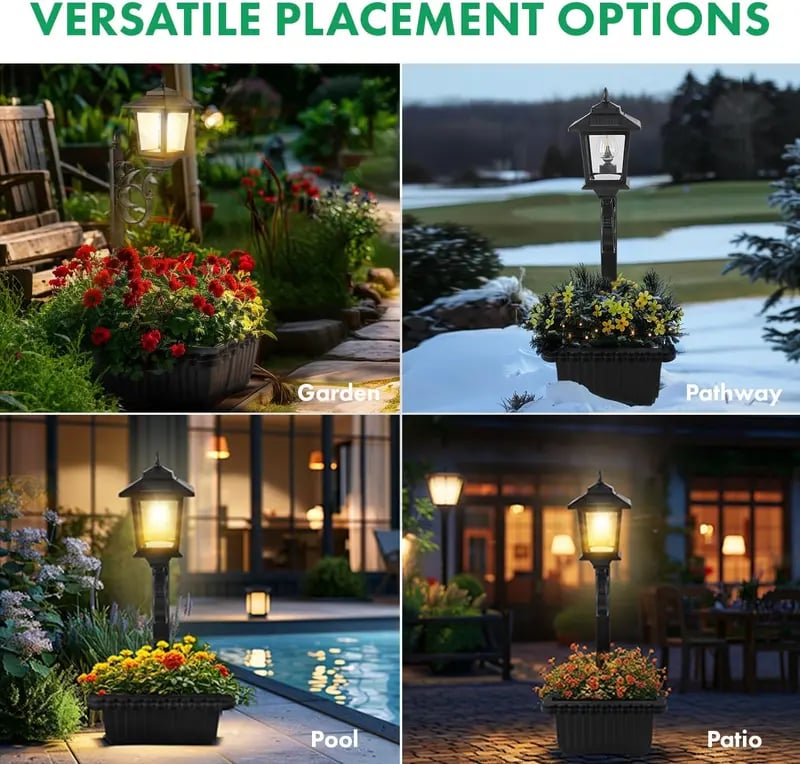 Solar Post Light With Planter