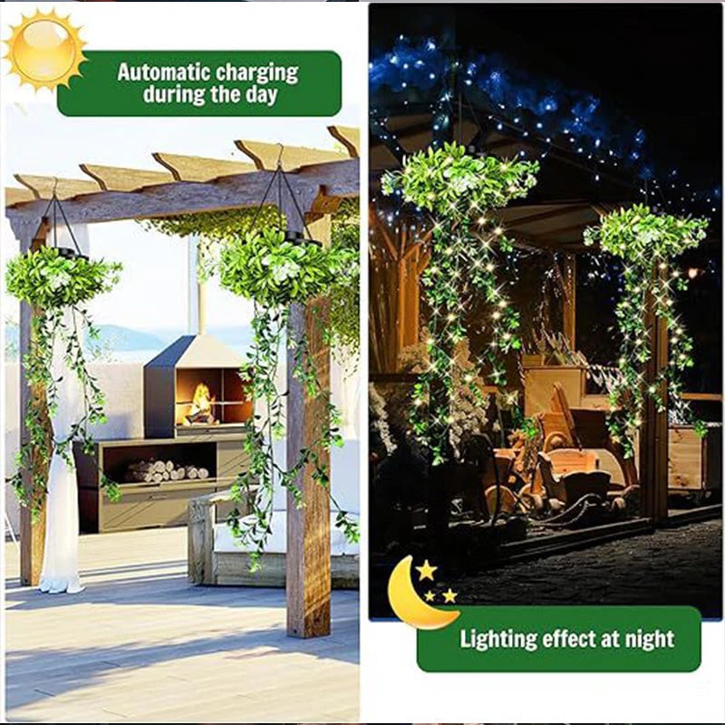 🔥 Solar-Powered Hanging Lamp made of Milangras 🌿 Create Your Own Cozy Garden 💡