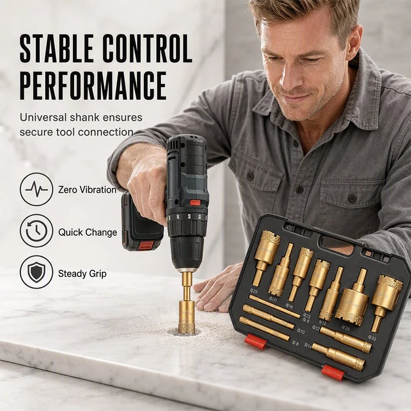 🎉⏳🔥⏰12-Piece Dry Diamond Tile Hole Saw Kit (6-35mm)