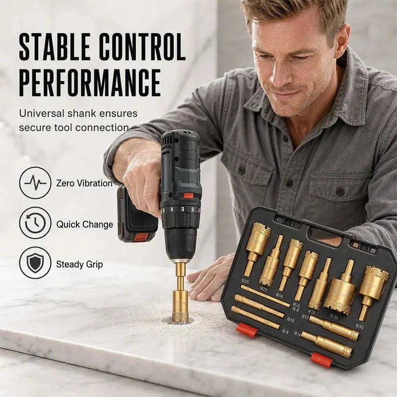 ⏳🔥⏰12-Piece Dry Diamond Tile Hole Saw Kit (6-35mm)