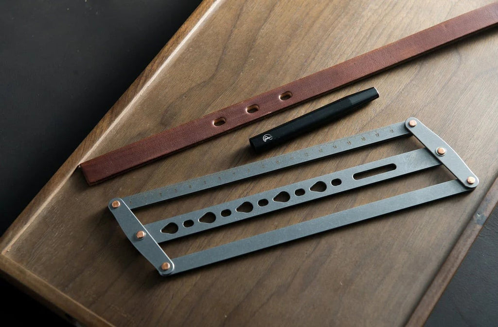 🎉✨Adjustable Leather Belt Hole Punch | Stainless Steel Ruler Tool for Belts & Straps