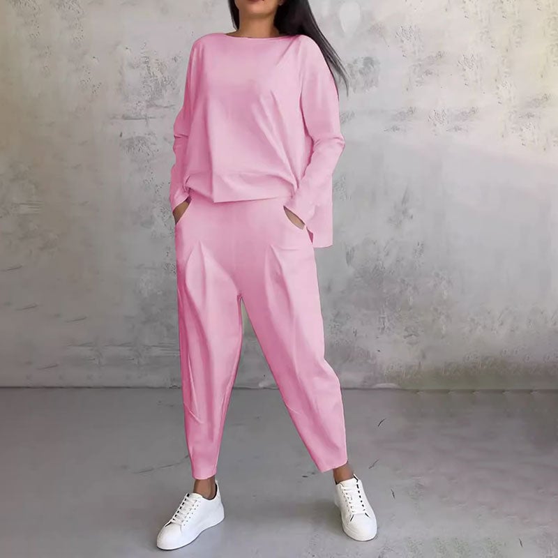 🌸Women's 2-piece set: long-sleeved round neck top + pants