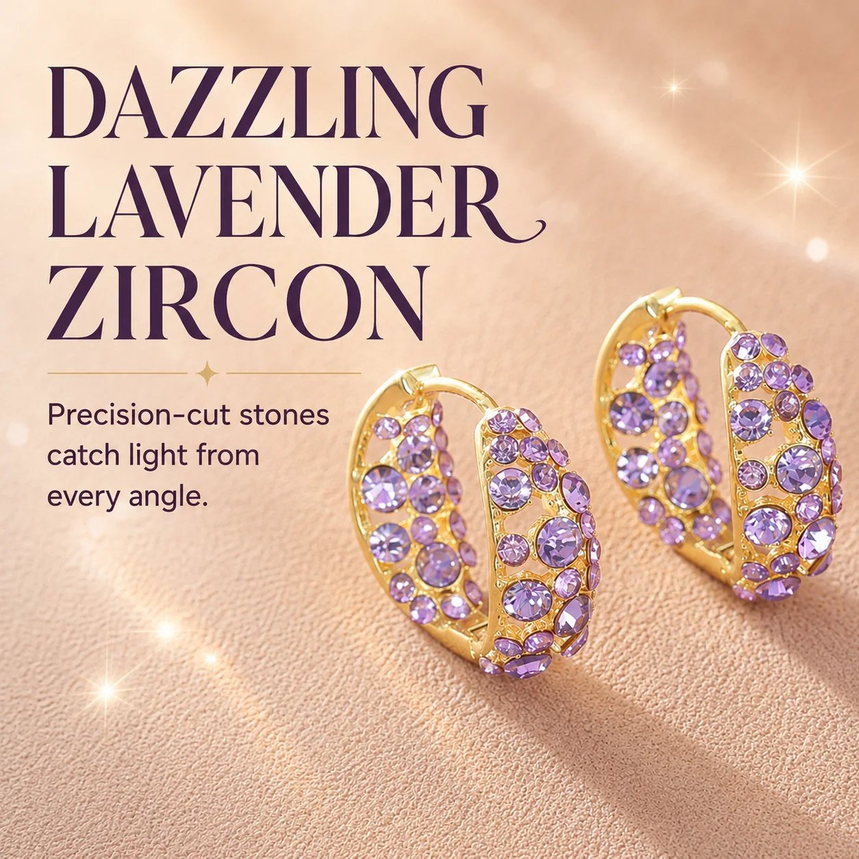 🔥HOT SALE🔥💜 Sparkling Light Purple Zircon Huggie Hoop Earrings