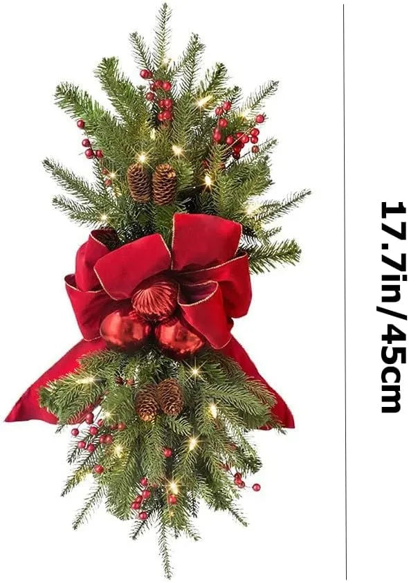 [🎅Final 3-hour Preferential Deal 🎅]🌲Christmas Cordless Stairway Swag Teardrop Trim Wreath