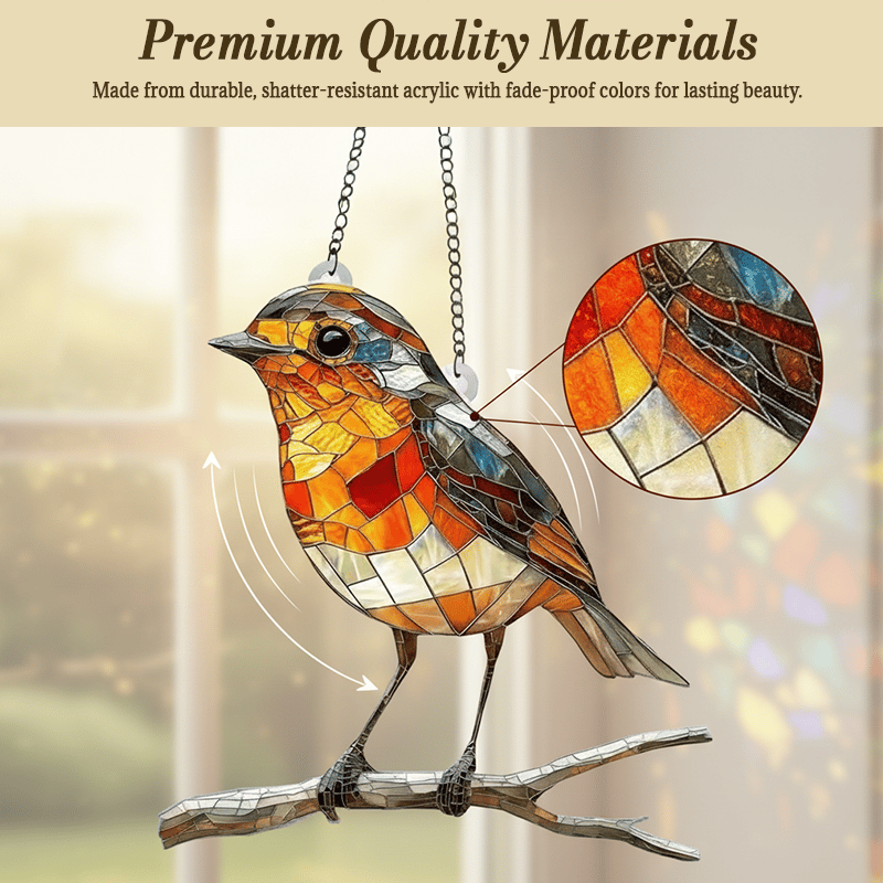 🎄Stained Glass Style Robin Suncatcher