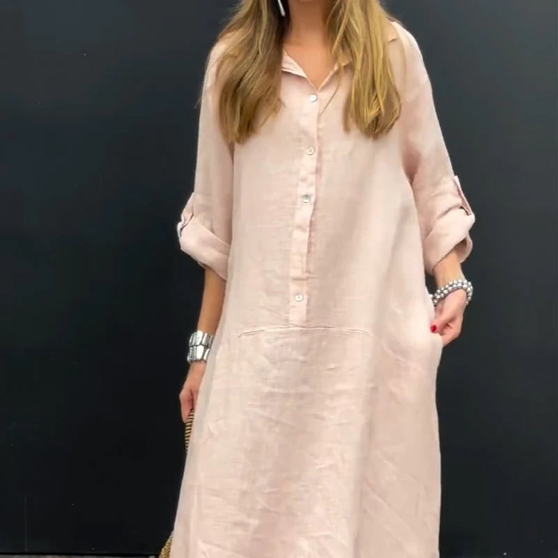 Summer maxi dress in cotton-linen blend