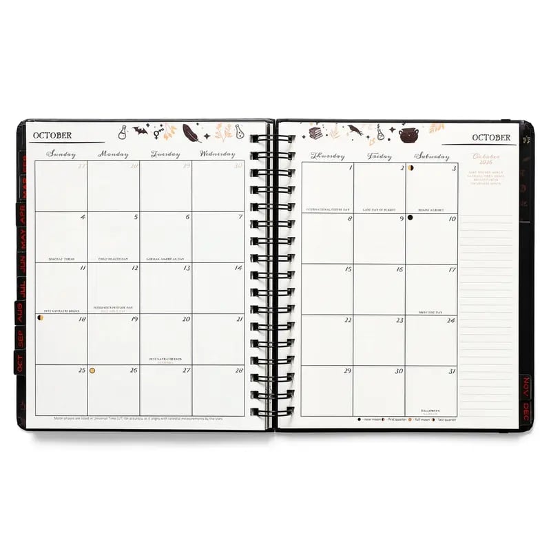 📚🧙‍♀️Waiting for the Night 2026 Weekly Planner🧹HARDCOVER BOOK