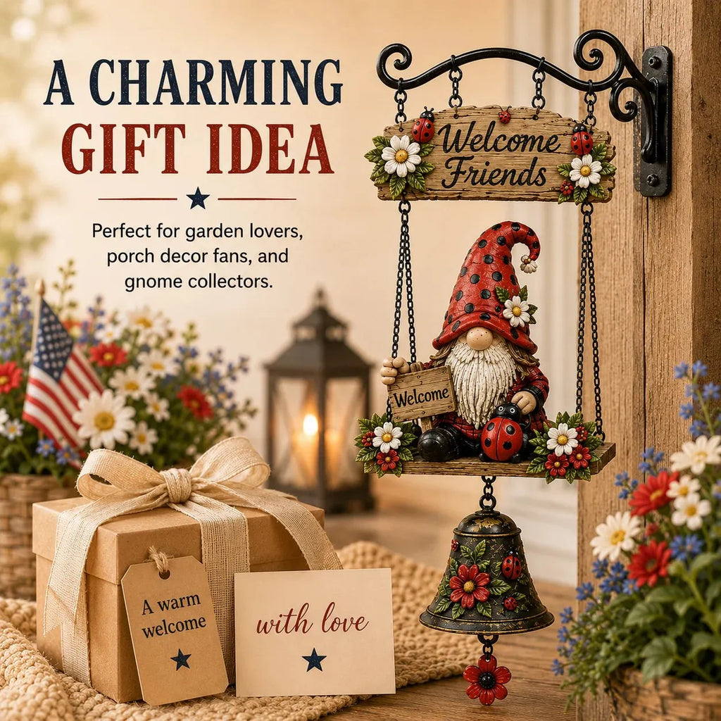 🔥Rustic Garden Gnome Bell Outdoor Decor 🐞🌼