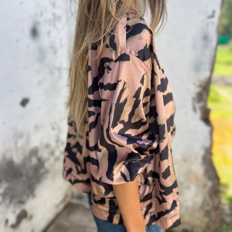 🌸 Women's Fall Zebra Print Zipper Bomber Jacket