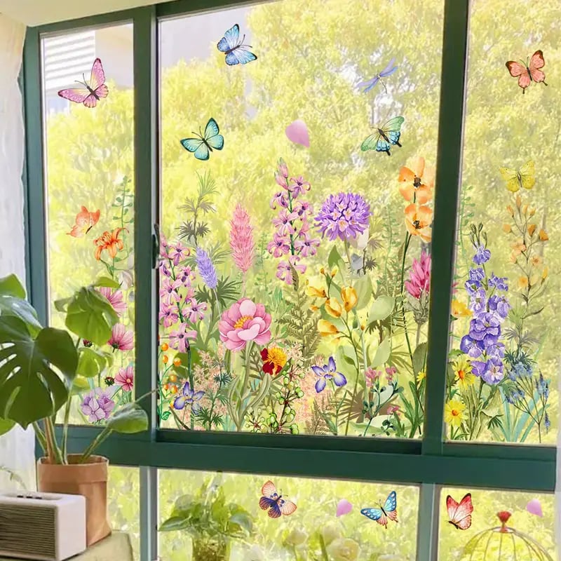 💐💞Colorful Floral Bouquet Window Sticker