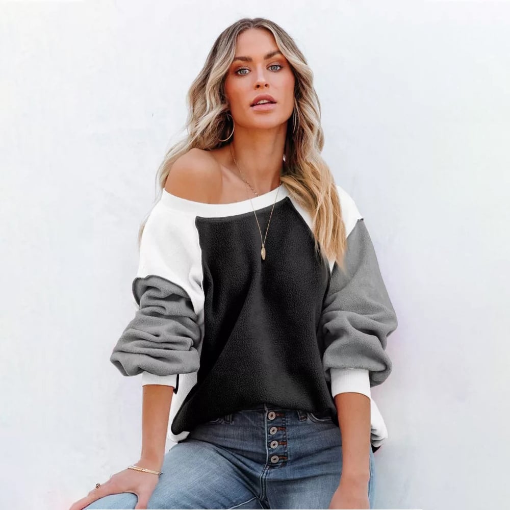 Colorblock Long Sleeve Pullover Sweatshirt