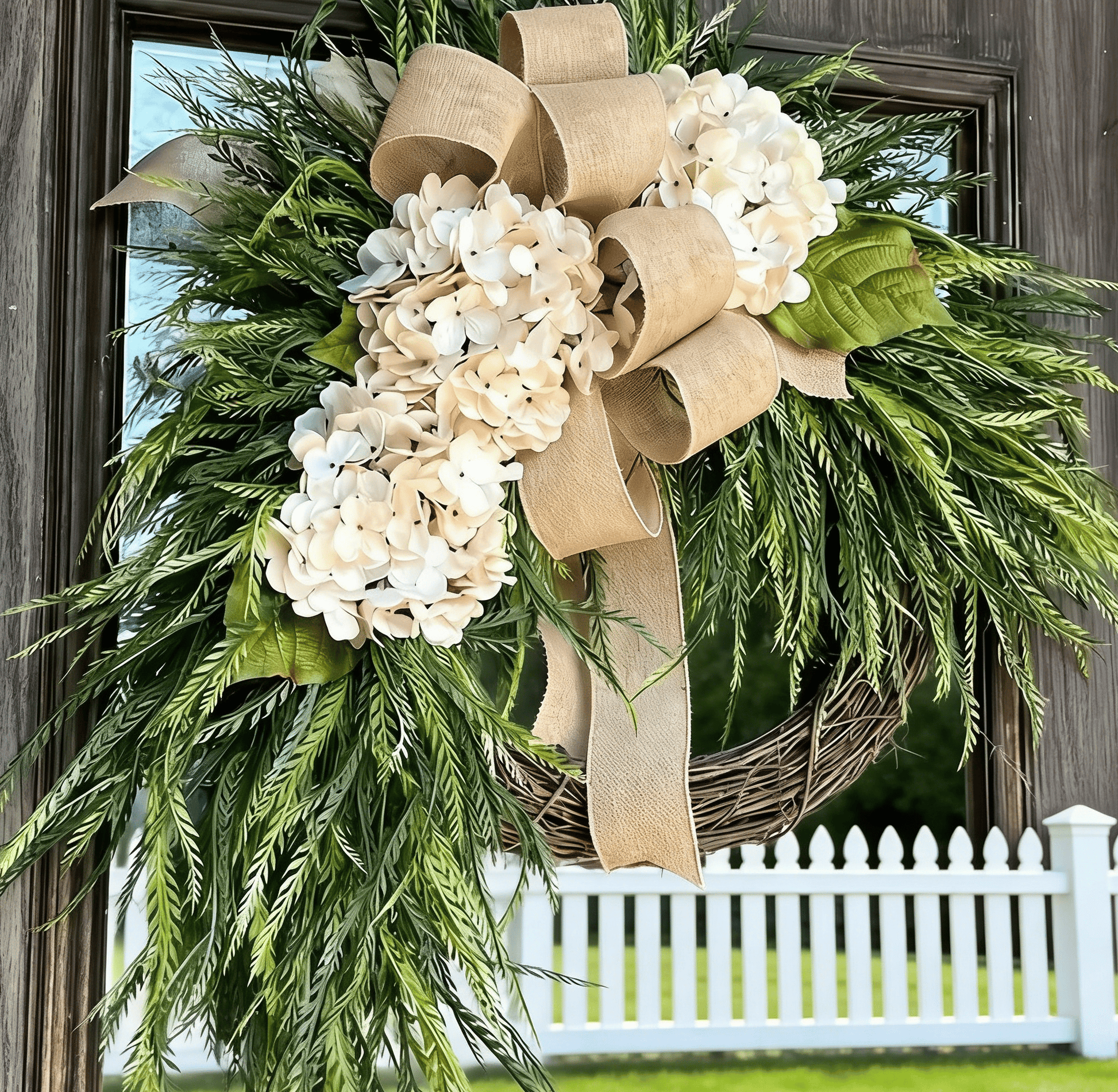 🐣Easter Sale Rustic Bohemian Wreath🌿 – Double-Sided Door Hanging with Linen Bow & Greenery