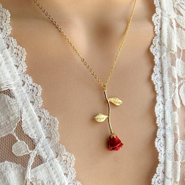 Red Rose Series Jewelry—Earrings & Necklaces