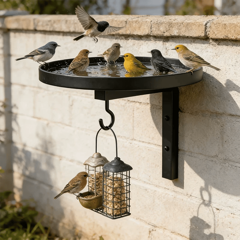 Wall-Mounted Metal Bird Bath – Antique Bronze Finish 🐦