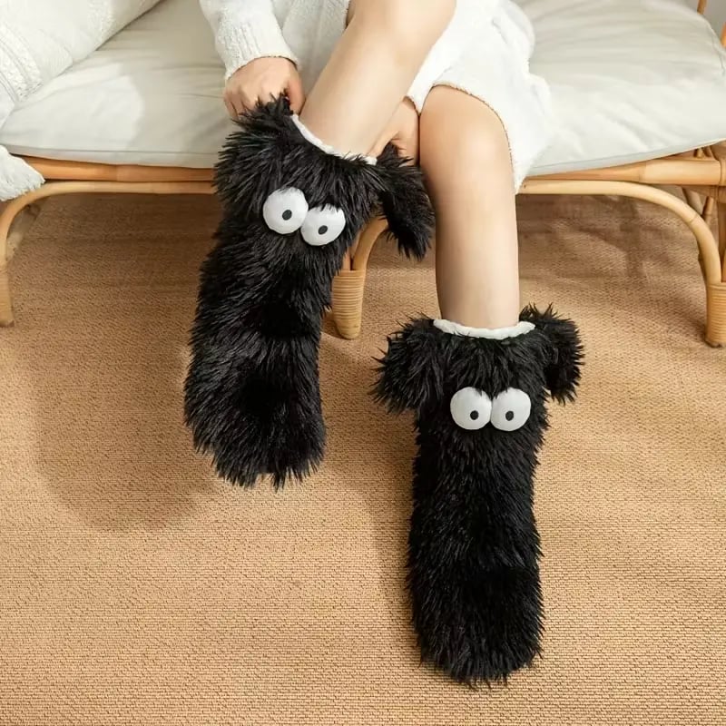 Fluffy Dog-Ear Plush Slippers Socks