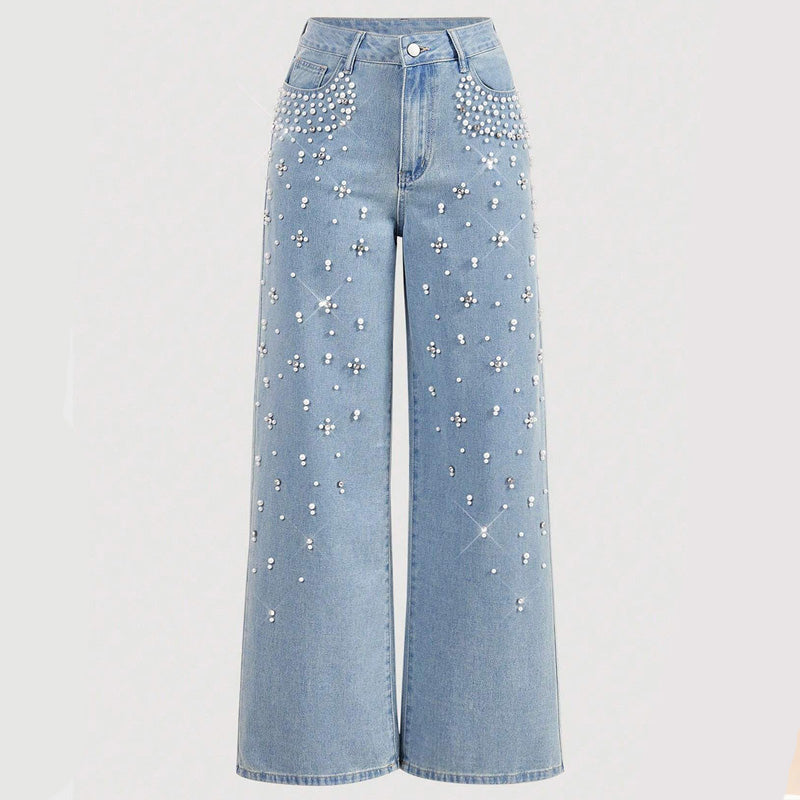 🔥Limited-time offer-Elegant Embellished Denim Pants for Women