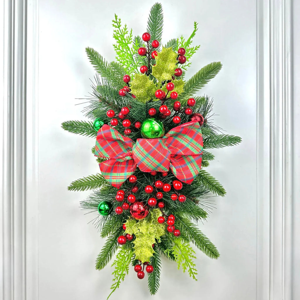 [🎅Final 3-hour Preferential Deal 🎅]🌲Christmas Cordless Stairway Swag Teardrop Trim Wreath