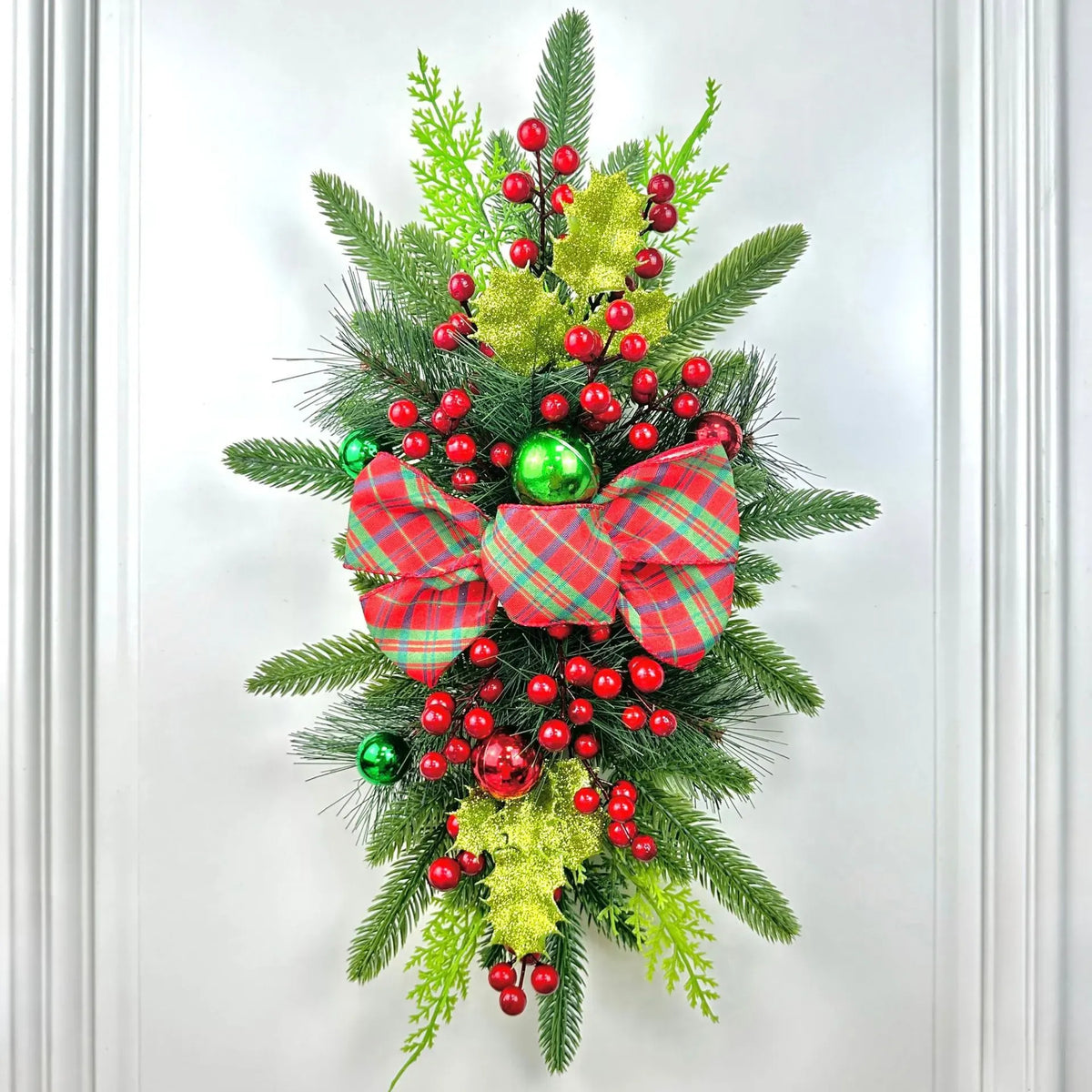 [🎅Final 3-hour Preferential Deal 🎅]🌲Christmas Cordless Stairway Swag Teardrop Trim Wreath