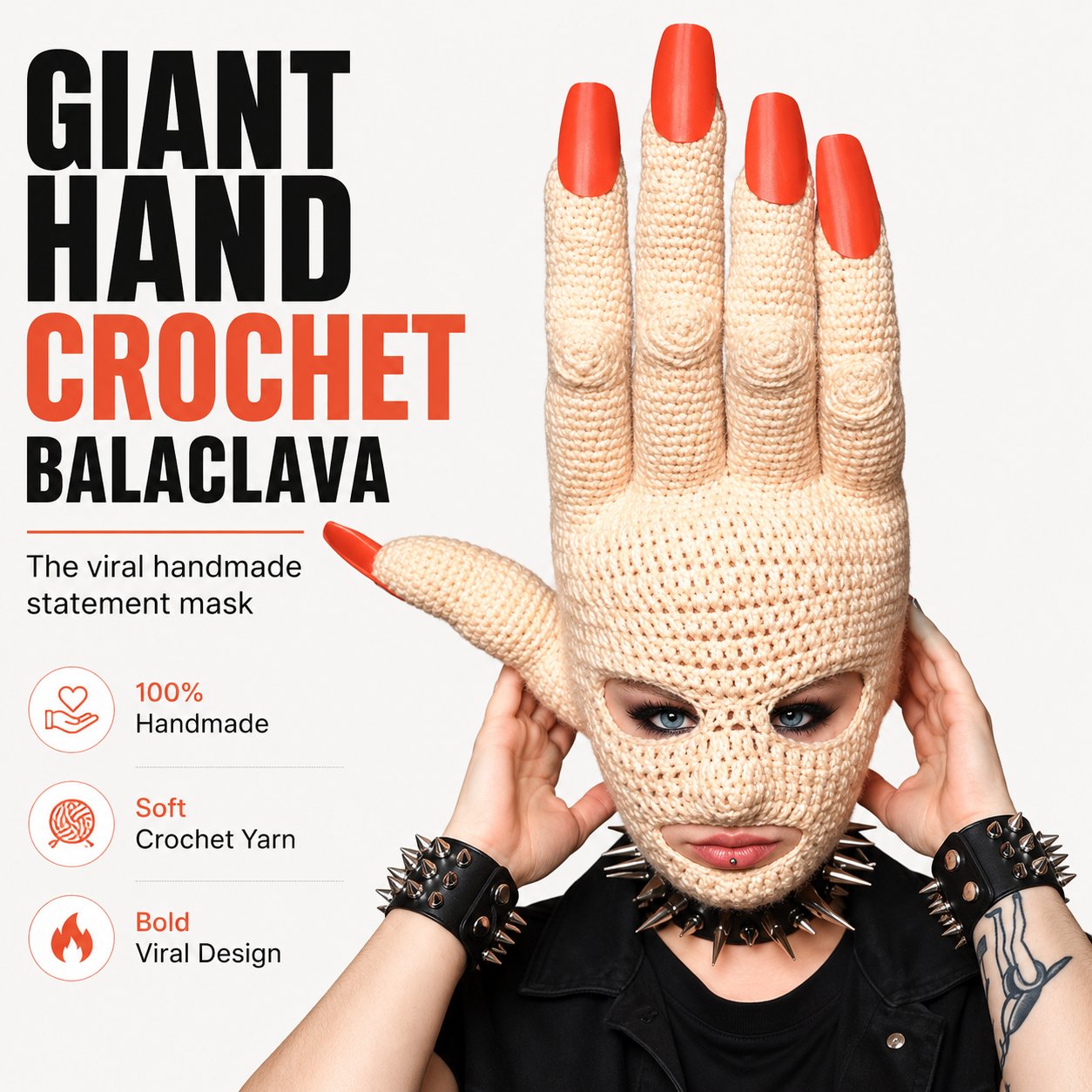✋ Handmade Giant Hand Crochet Balaclava
