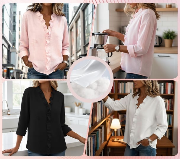 ruffle-v-neck-long-sleeve-blouse
