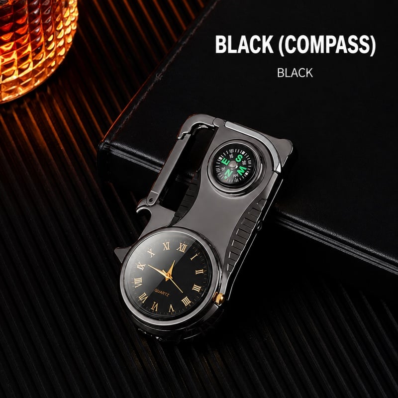 🔥HOT SALE🔥Multifunctional lighter with watch🔥 — — Watch/compass/keychain/bottle opener/cool lamp in one