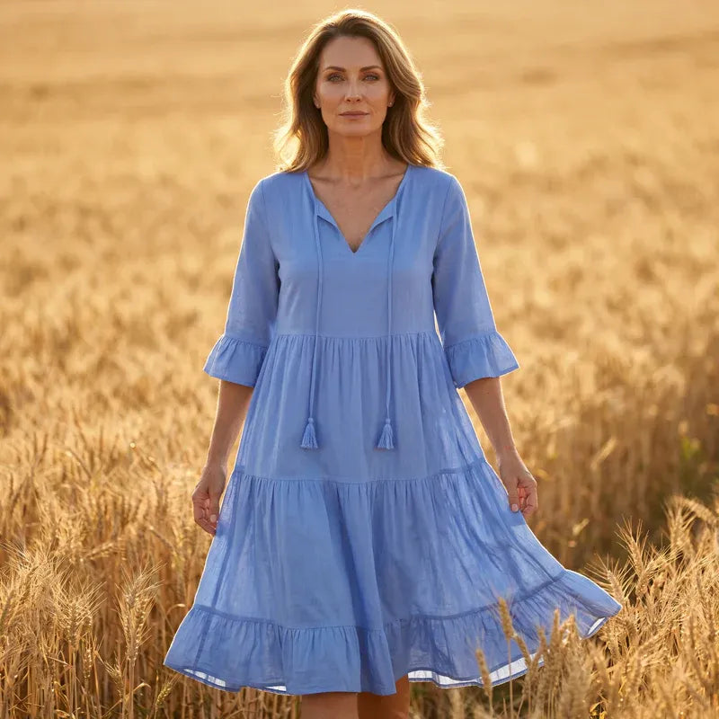 Women's Summer Tiered Tassel A-Line Dress