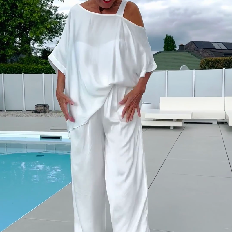 Women's Soft Casual Top and Wide-Leg Set