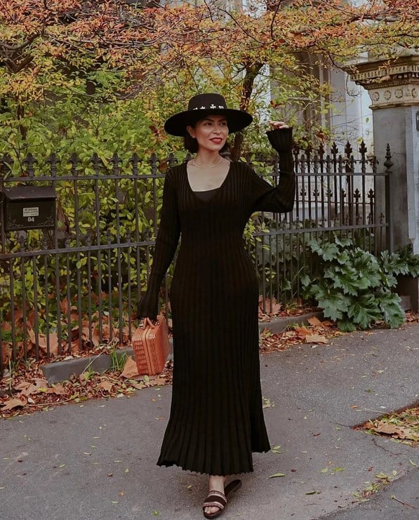 2023 FALL NEW SLEEVED KNIT MIDI DRESS