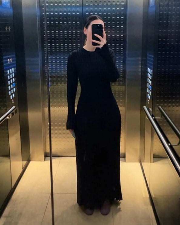 2023 FALL NEW SLEEVED KNIT MIDI DRESS