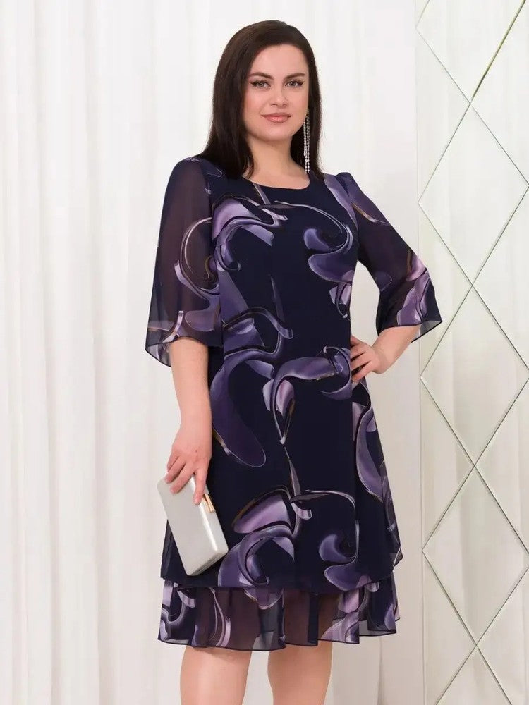 💕New ruffled sleeve Elegant printed chiffon dresses.