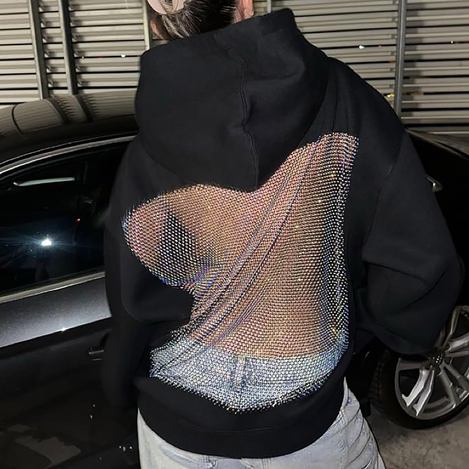 Hollow Mesh Back Hoodie Women's