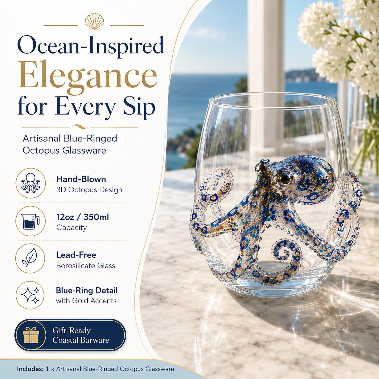🌊 3D Ocean Animal Artisan Glassware Collection | For Fresher Sips, Sunlight-Catching Details, Coastal Elegance & Elevated Home Bar Vibes ✨
