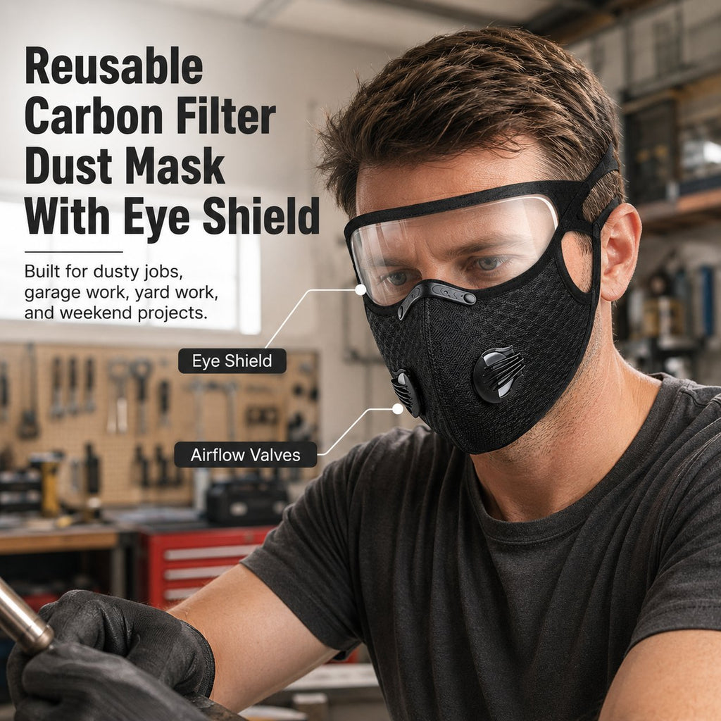 Reusable Carbon Filter Dust Mask With Eye Shield