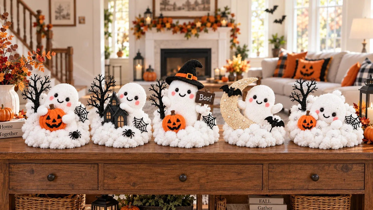 🔥HOT SALE🔥👻 Glowing Ghost Staircase Decor | 5 Playful Halloween Characters For Railings, Mantels & Entryways 🎃
