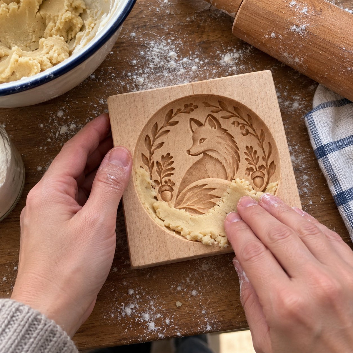 🌟✨ Woodland Animal Cookie Mold | 4.7-Inch Wooden Embossing Mold for Cozy Homemade Cookies 🍪