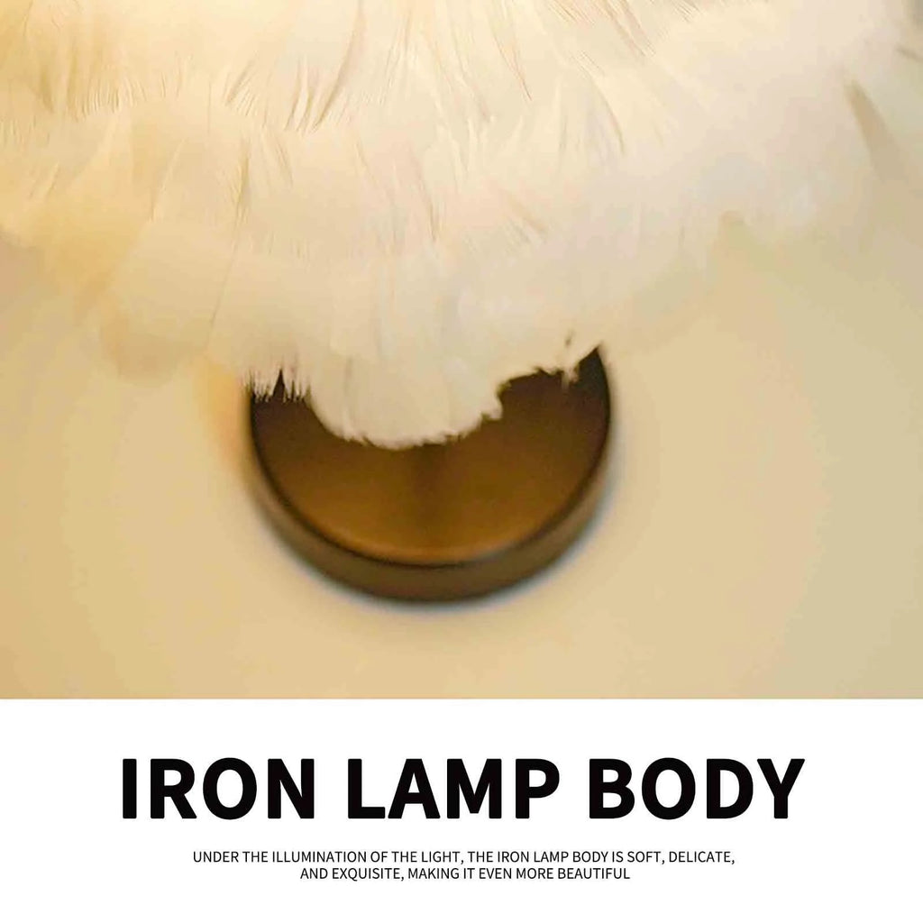 Luxury  Contemporary Creative Feather Oval Shade  Table Lamp For Bedroom