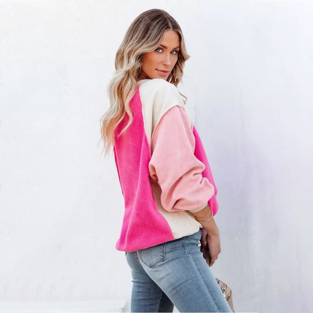 Colorblock Long Sleeve Pullover Sweatshirt